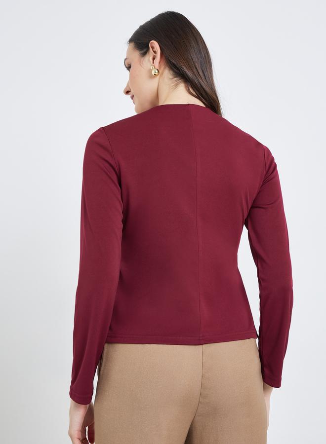 Styli Women Red Long Sleeve Wrap Top - Image 4